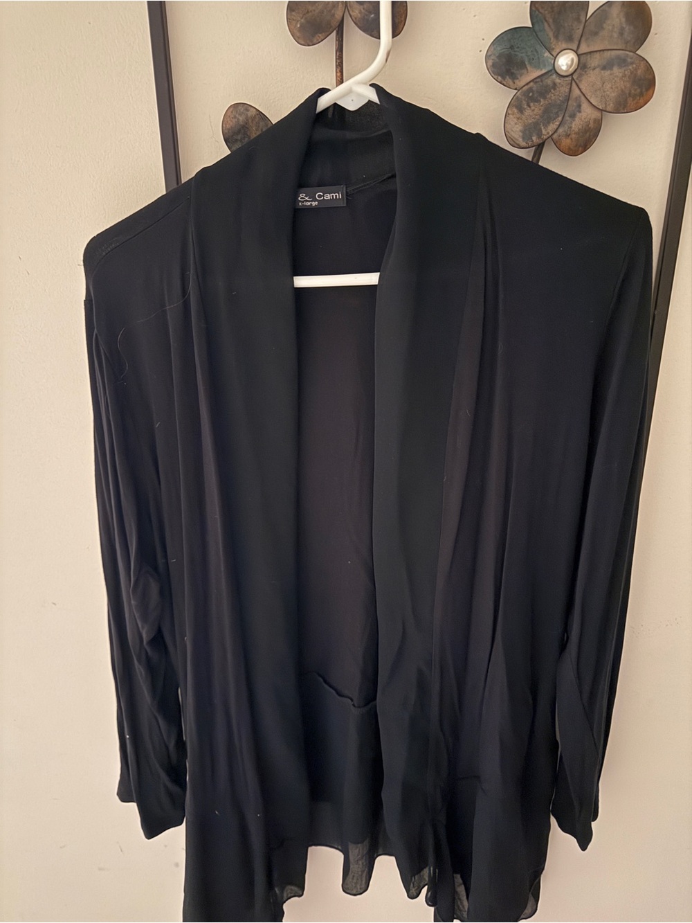 Kim & Cami Women's Black Open-Front Blazer Cardigan